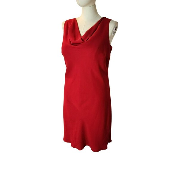 Simonton Says Dress 1X | Red Shift | Drape Neck | Sleeveless | Office to Cocktai - Picture 2 of 7